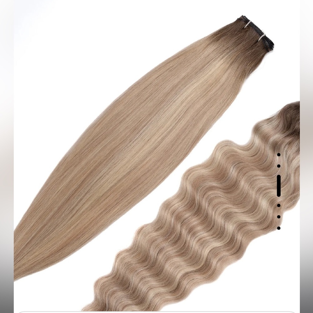 Kitsune Hair Co 16” Hand Tied Weft Extensions Akira Rooted Blonde NWT